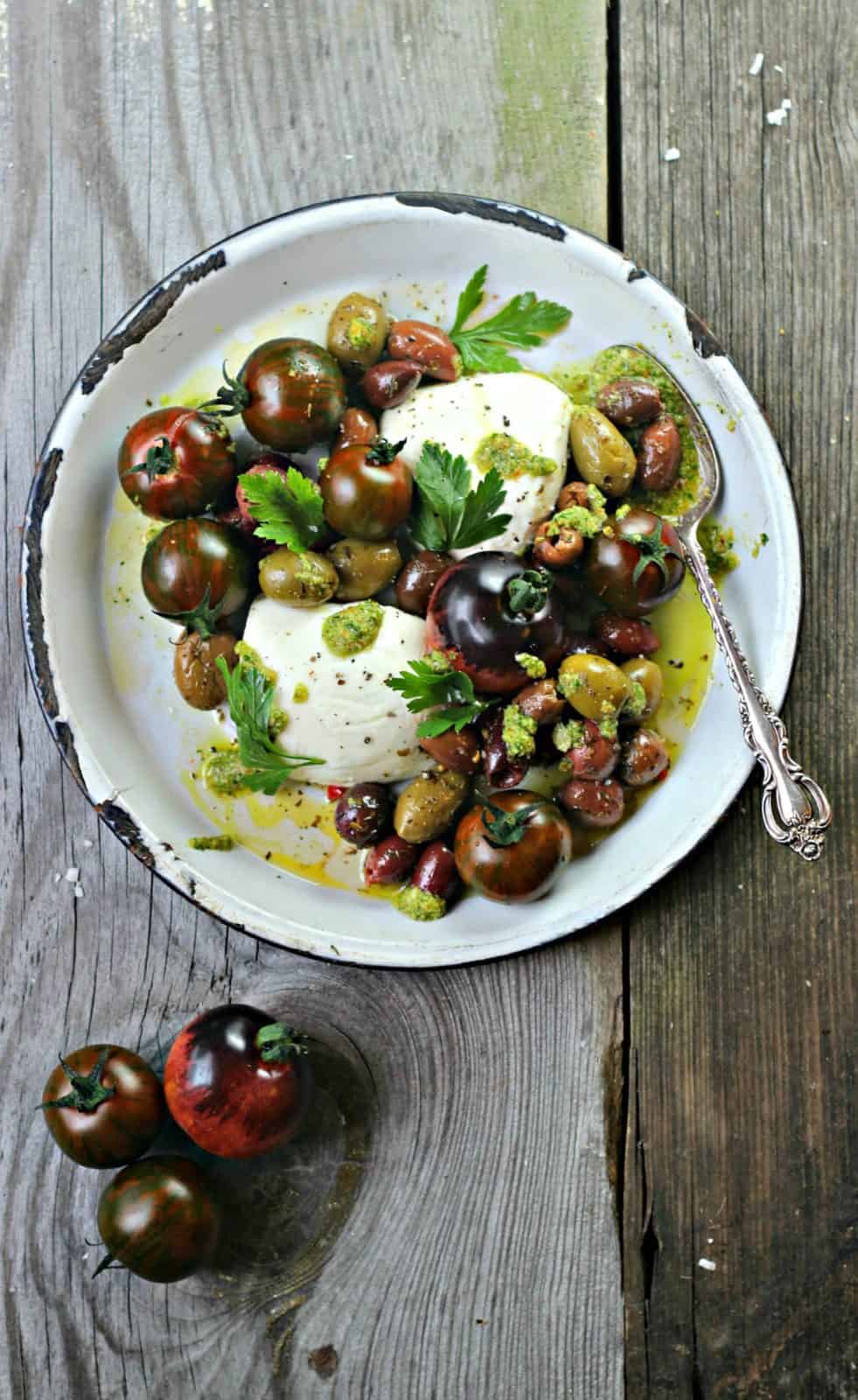 Caprese Olive Salad on a plate