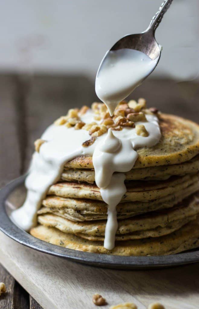 Chai Walnut Pancakes in a stack