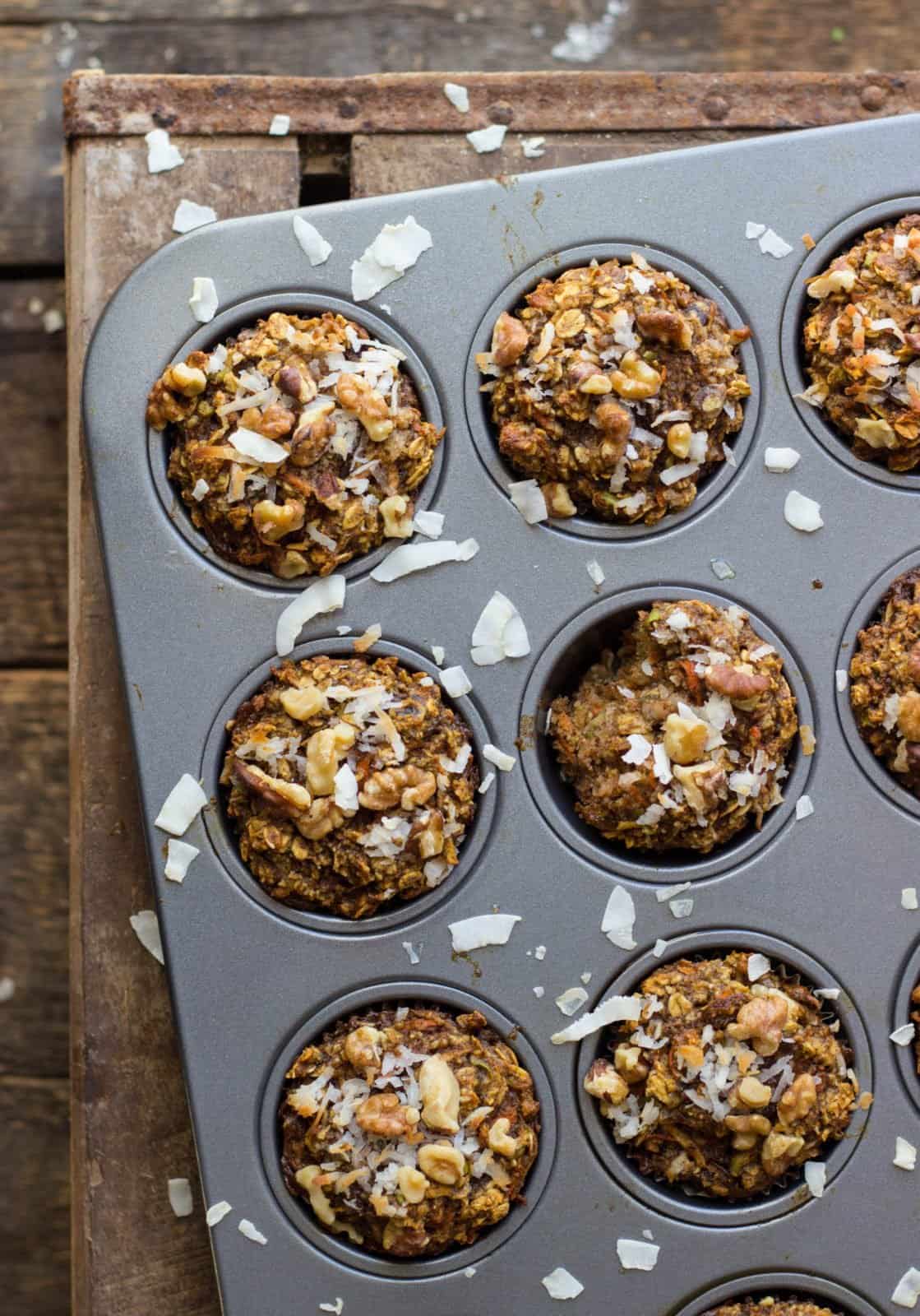 Morning glory muffins in a tin