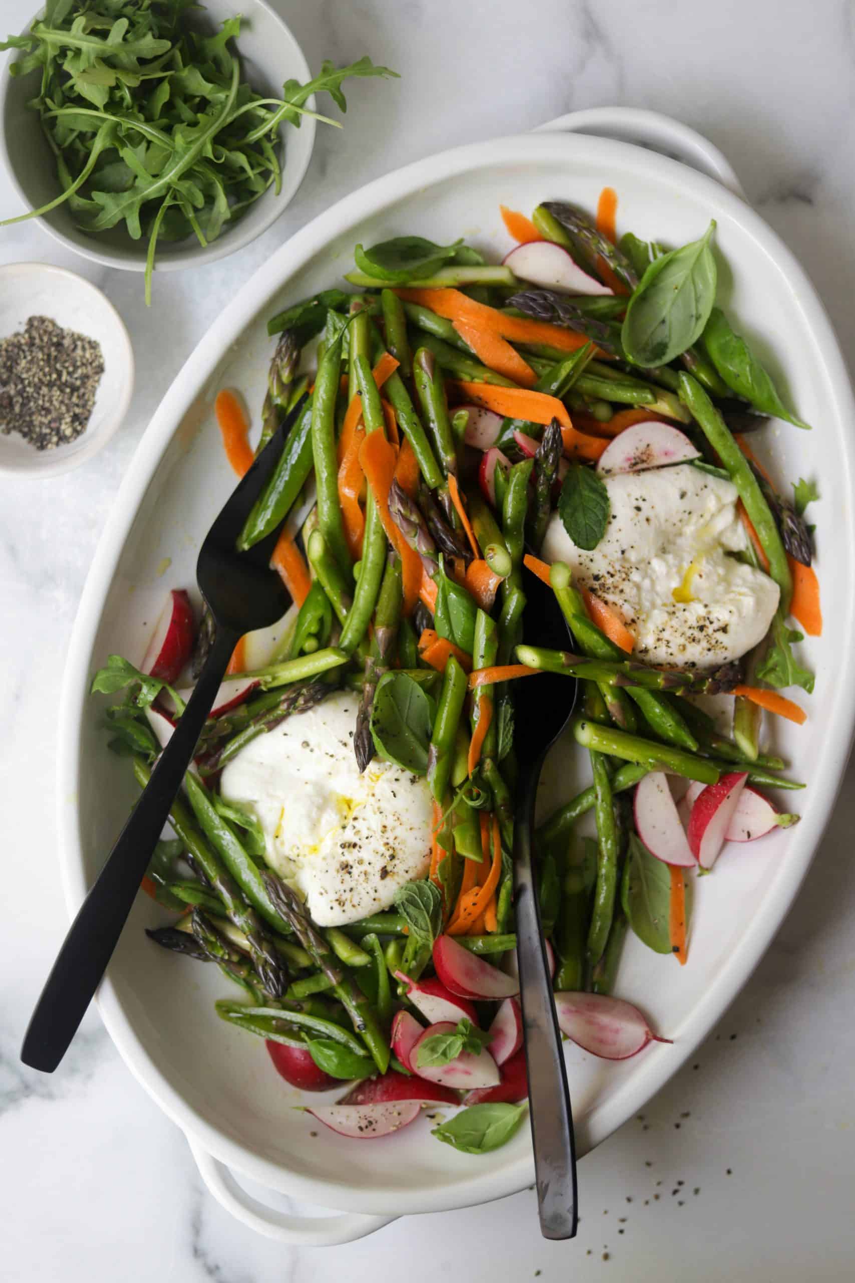 Snap Pea Salad with Burrata - Never Not Hungry