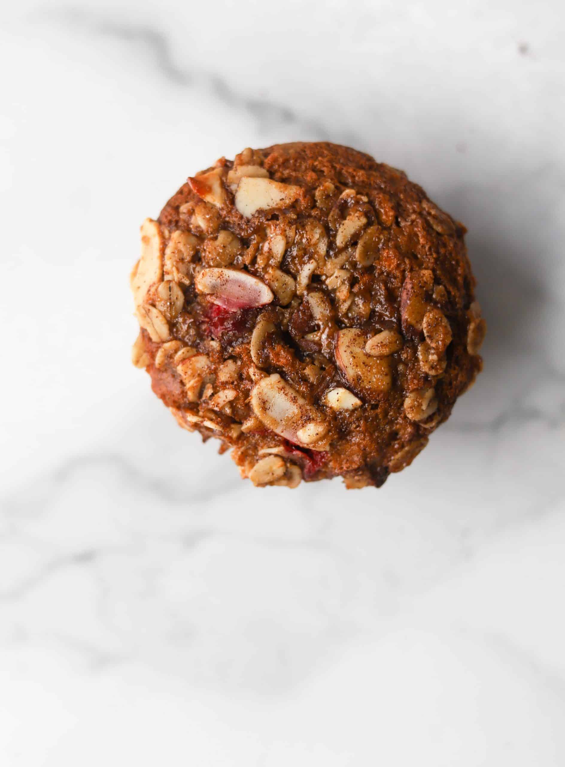 Ginger almond muffin on a marble background