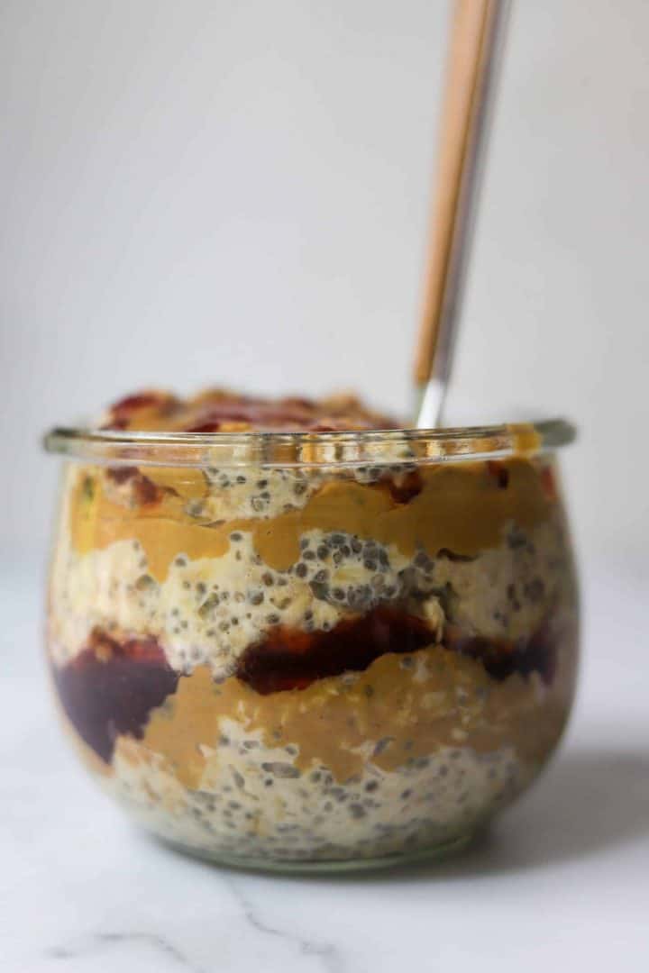 Peanut Butter and Jelly Overnight Oats - The Healthy Epicurean