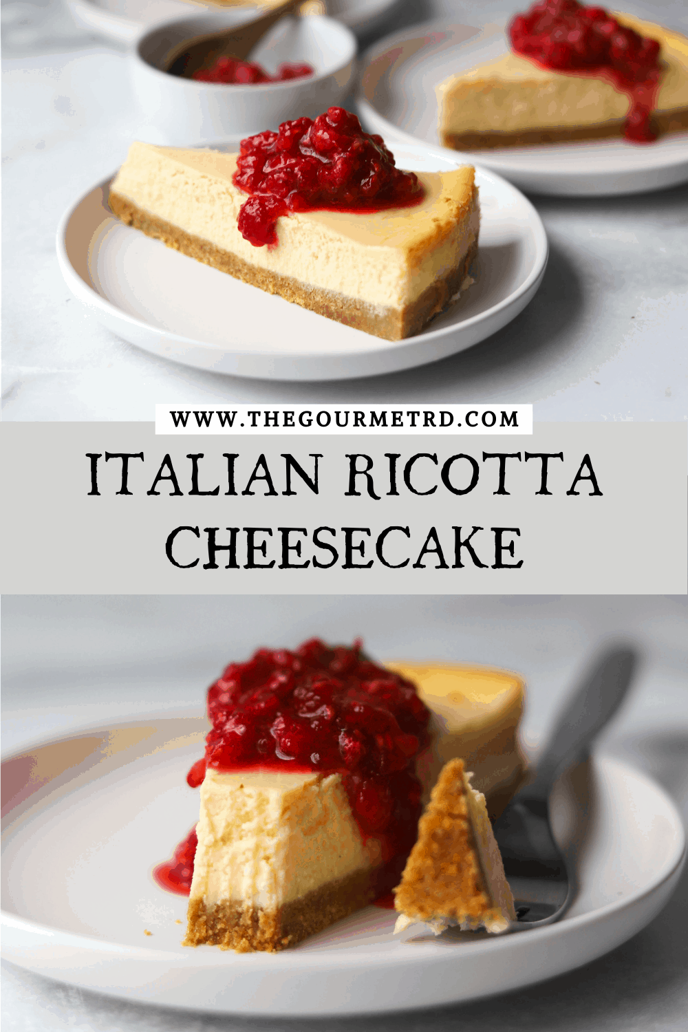 Italian Ricotta Cheesecake with Fresh Raspberries