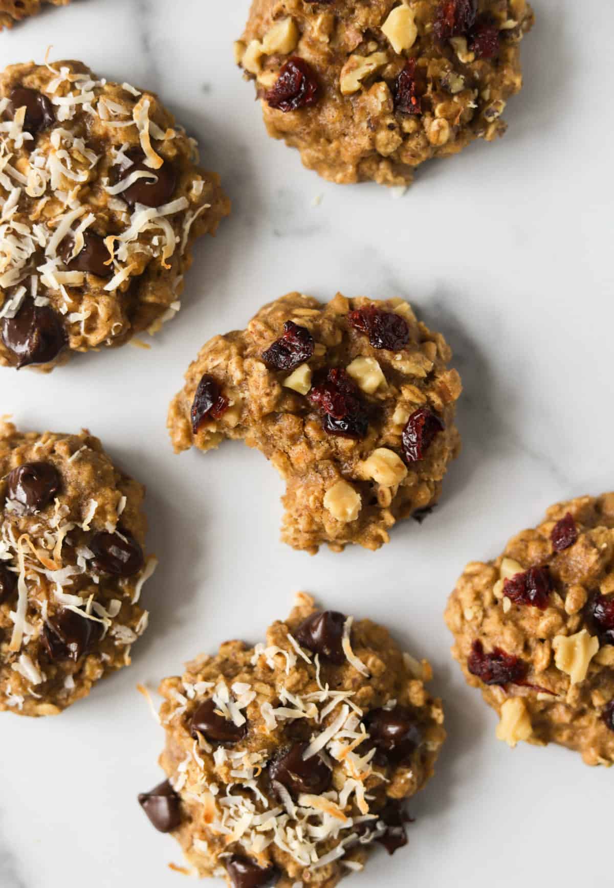 An overhead shot of breakfast yogurt cookies.