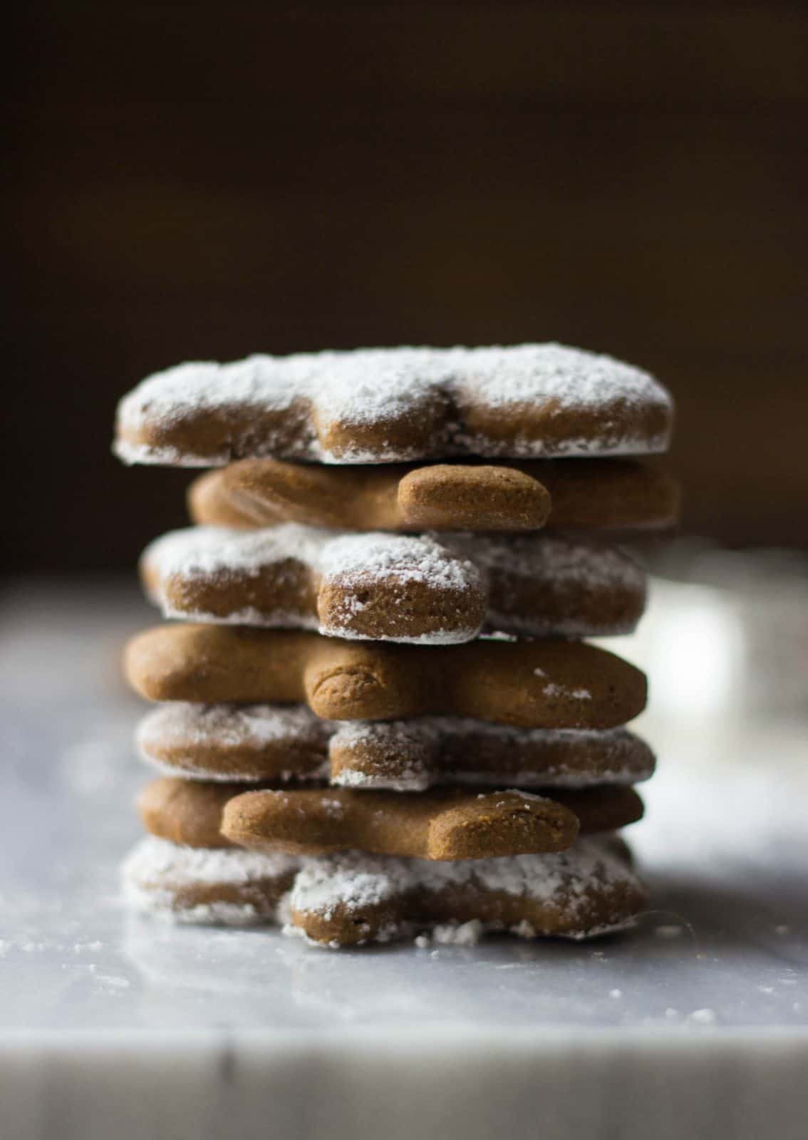 Side shot of a stack of finished Gingerbread Cut-Out Cookies