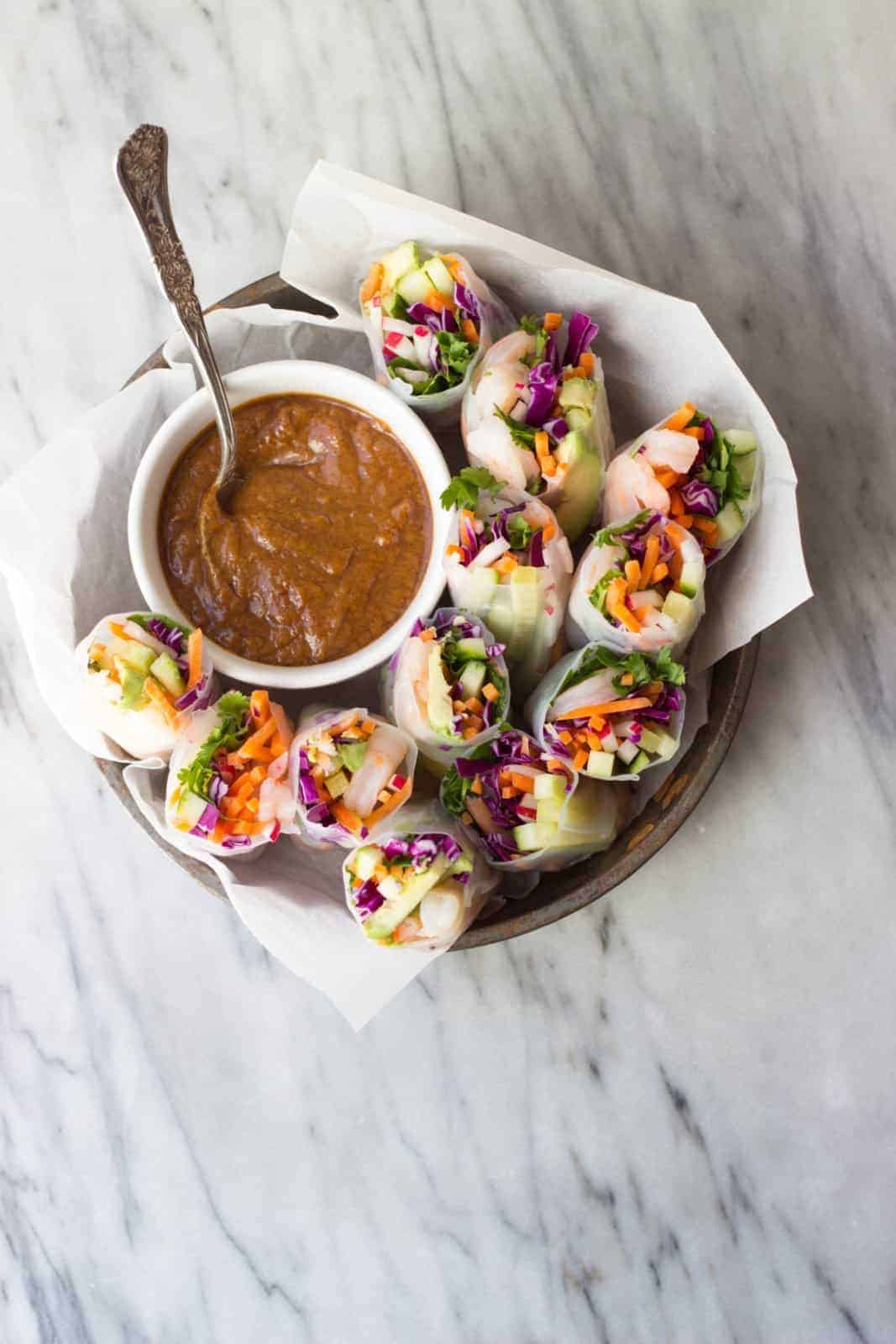 Shrimp Spring Rolls with Ginger Peanut Sauce - The Healthy Epicurean