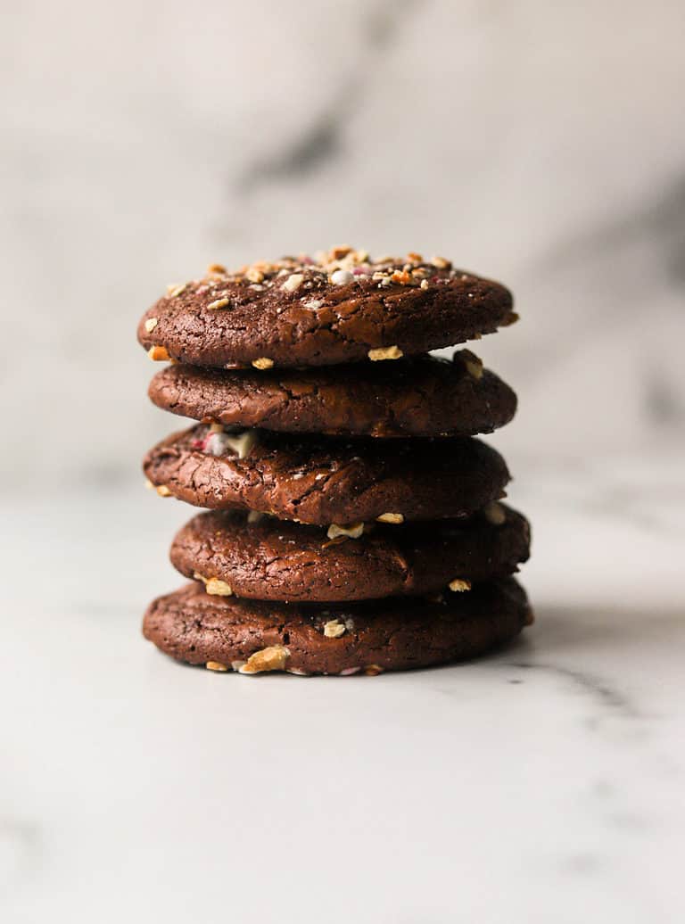 Brownie Crinkle Cookies with Peppermint White Chocolate