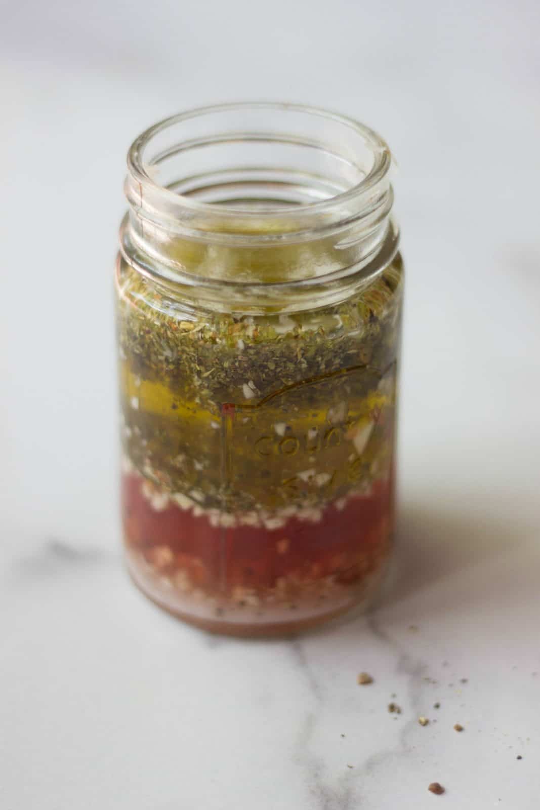 Italian Salad Dressing in a mason jar