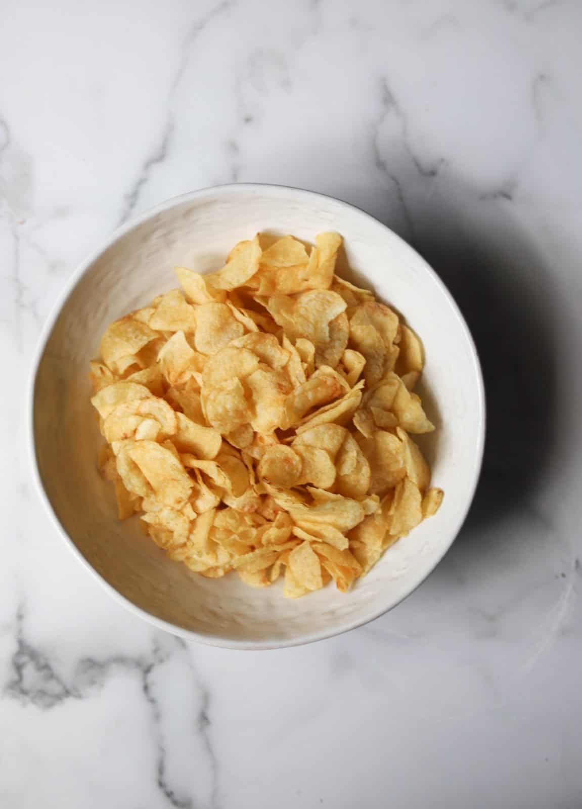 Potato Chips in a white bowl