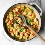 Gnocchi skillet in a white pan