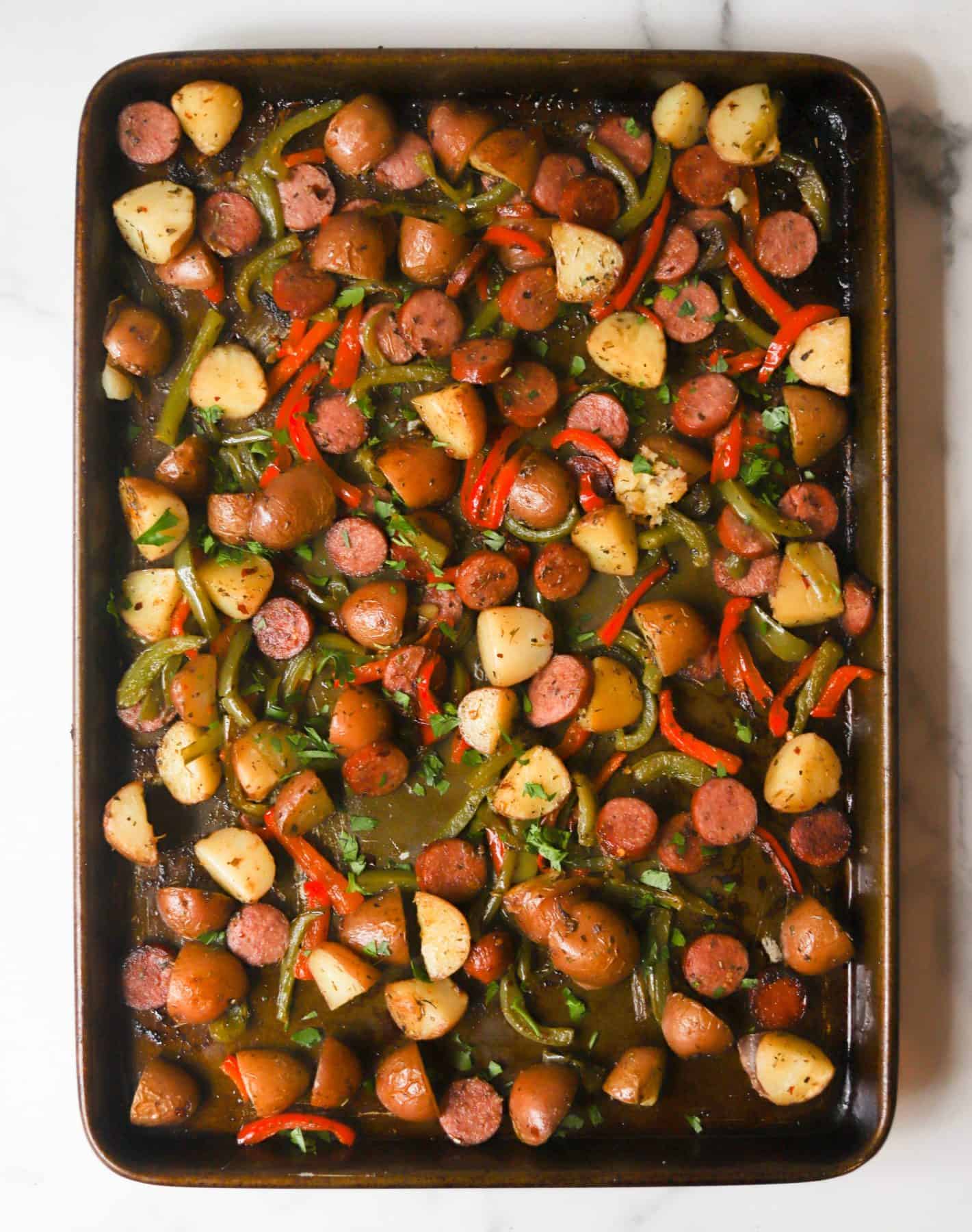 Sheet Pan Sausage and Potatoes - The Recipe Rebel