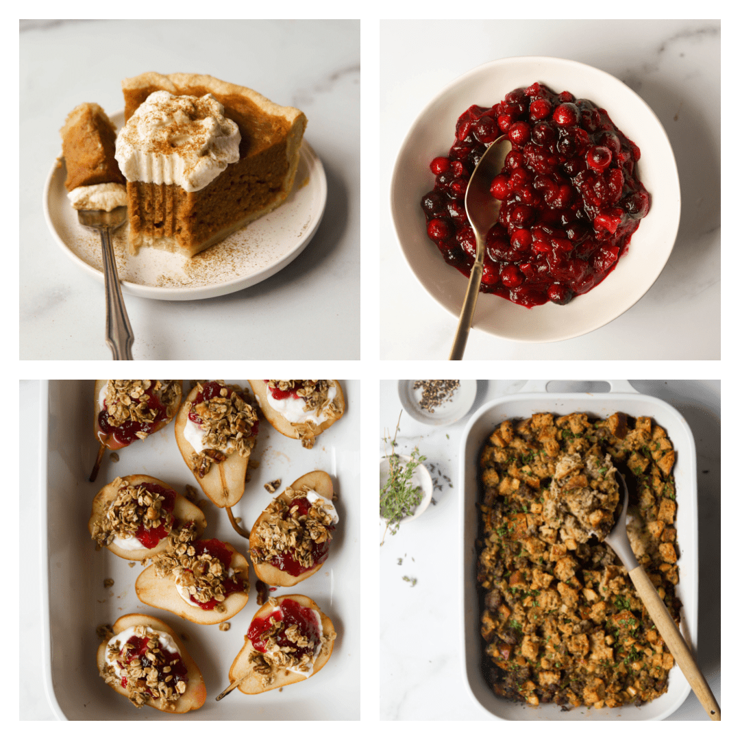 A collage of Thanksgiving recipes.