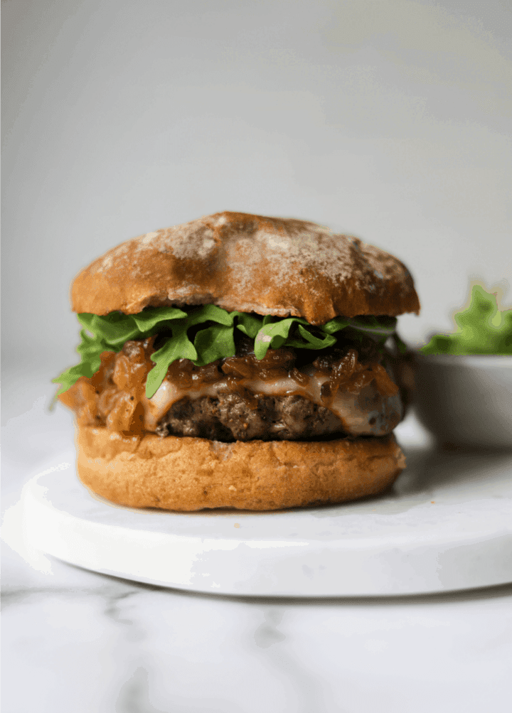 Caramelized Onion Burgers With Arugula With Video The Healthy