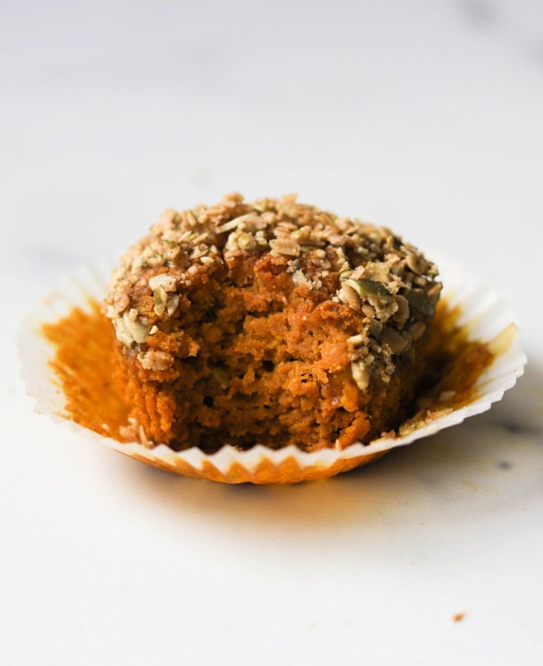 Oat Flour Pumpkin Muffins with Pistachio Crumble