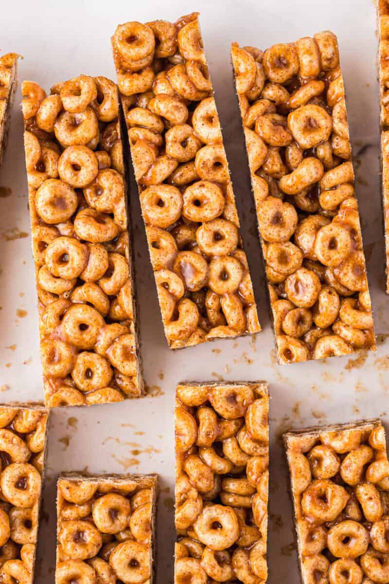 A top shot of breakfast cereal bars.